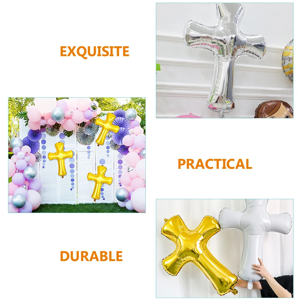 6 Pcs Christmas Child Decorations Religious Balloons Aluminum Film Cross Black Wedding Party