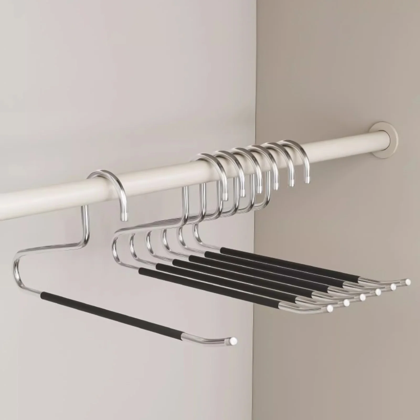 Space Saving Pants Hanger Non-slip For Closet Organization Stainless Steel Wardrobe Storage Rack Goose-shaped Trouser Hanger