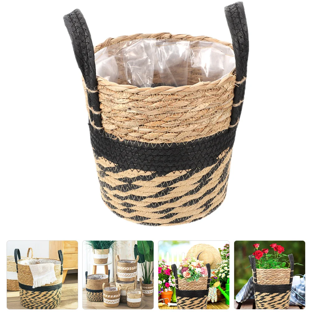 

Grass Woven Flower Pot Planter Basket With Liner For Indoor Plants Small Storage Basket For Succulents Cacti Flowers