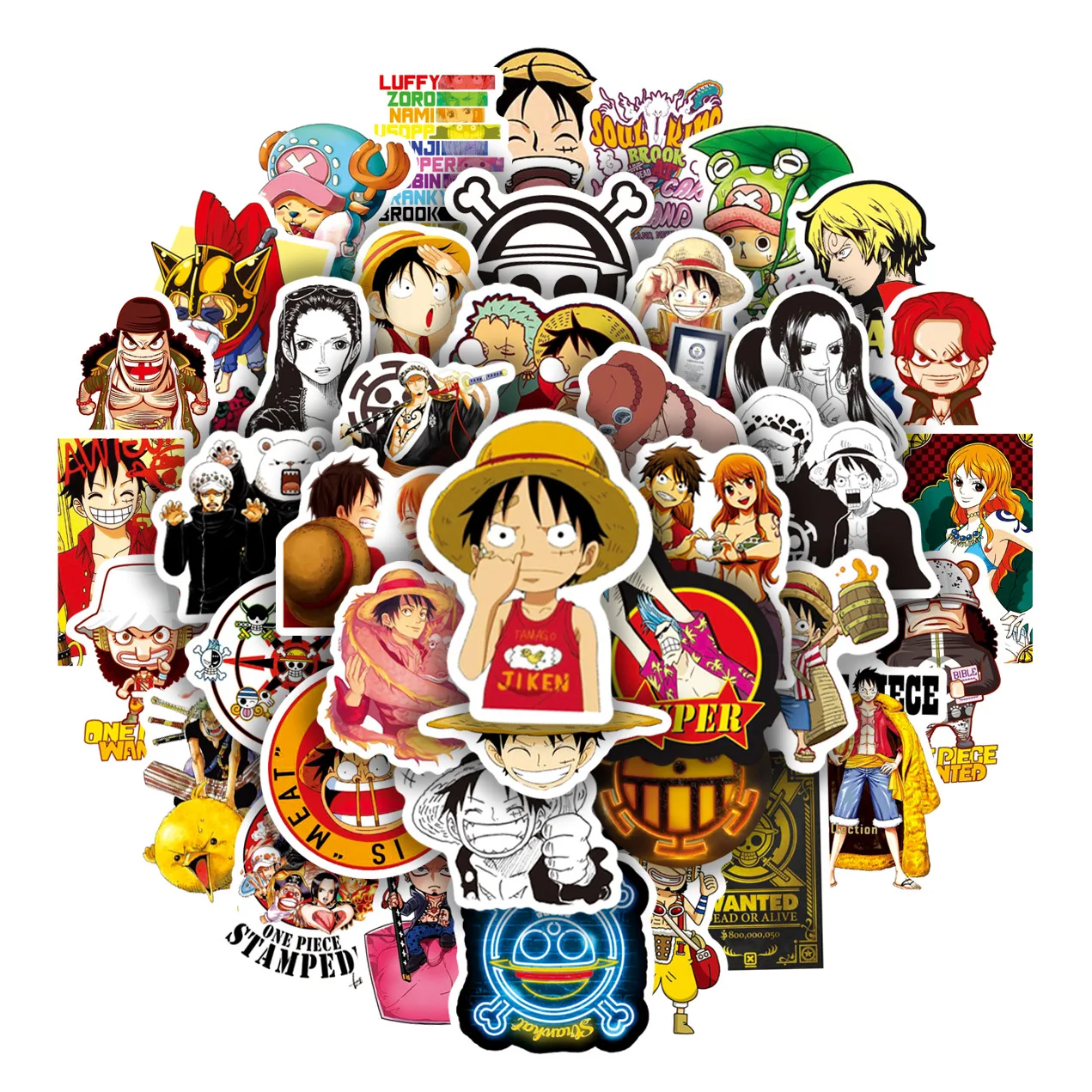 50PCS New Cartoon Anime One Piece Stickers