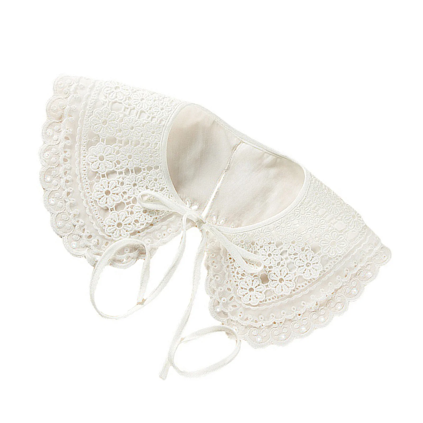 

1Pcs Embroidery Lace Collar Detachable Bow Tie Elegant Fake Collar Floral Embroidered Neckline Embroidered Shawl
