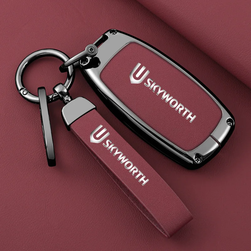 Alloy Leather Car Key Case Cover Bag For Skyworth EV6 2023 key covers HTI Skywell ET5 Dayun Automobile Yuehu ht-i Yuanzhi M1 