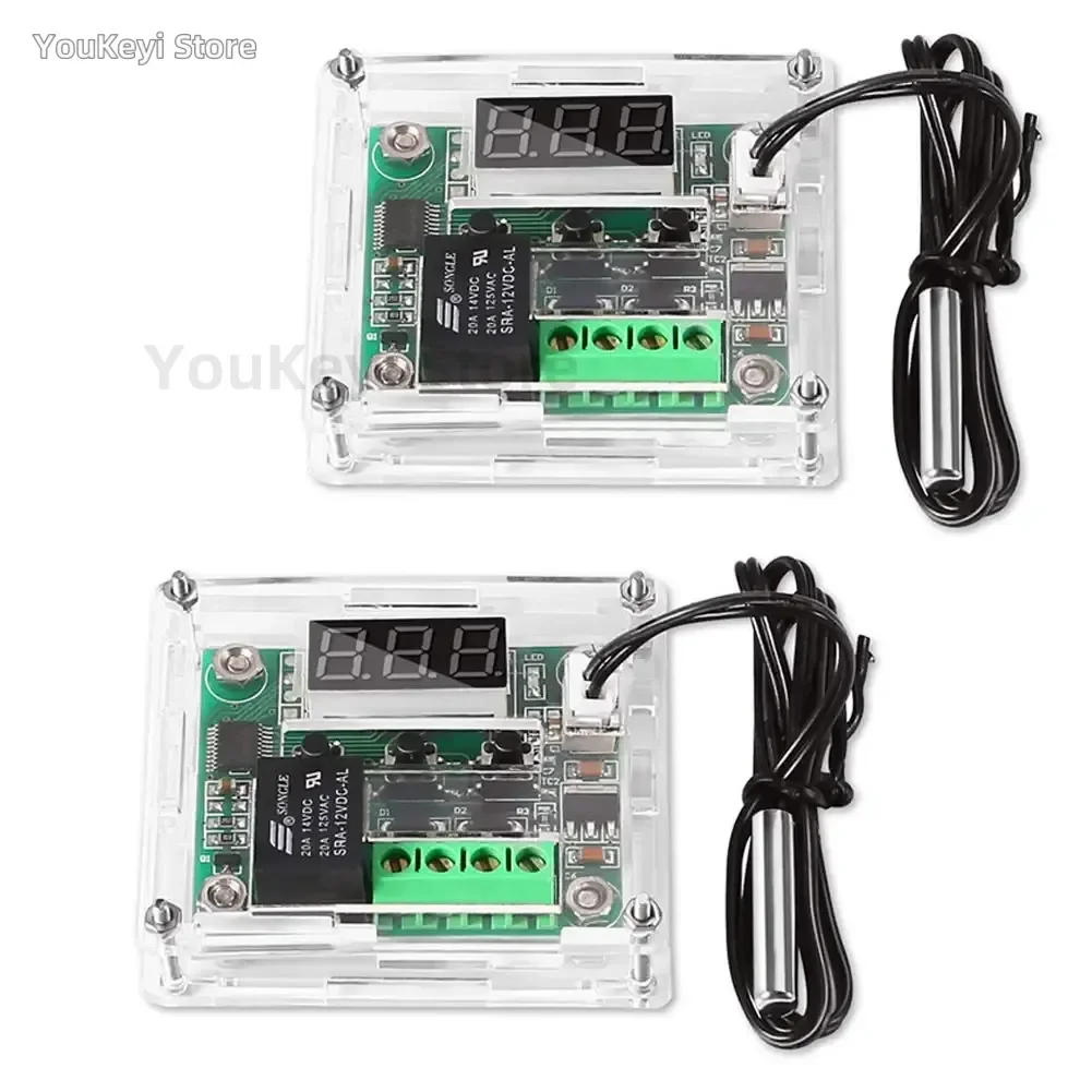 2PCS Temperature Controller Module with Case XH W1209 LED Display Digital Thermostat Module with Waterproof NTC Probe -50~110