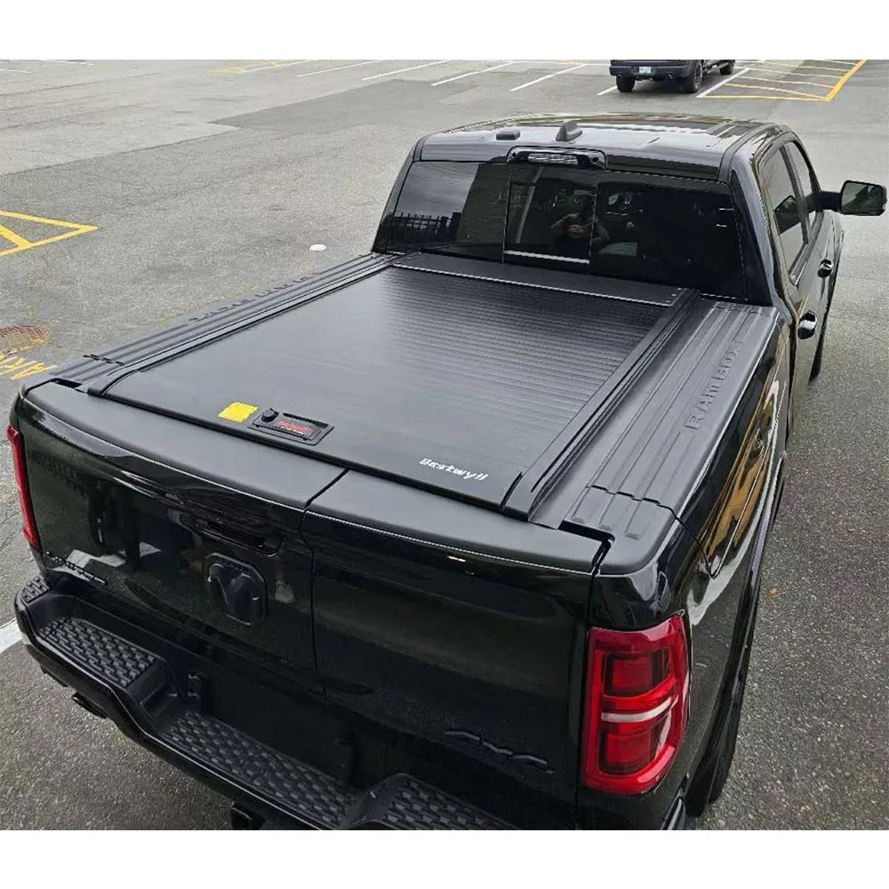 

BESTWYLL Retractable Pickup Truck Bed Cover Roller Shutter Manual Aluminum Tonneau Cover for Dodge Ram With Tool Box F08A