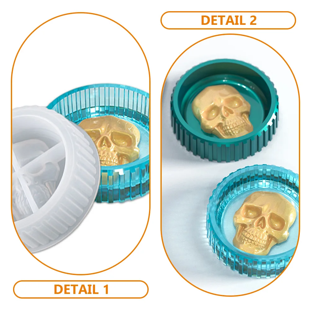 

Skull Storage Mold for DIY Resin Skull Ashtray Ashtray Round Silicone Halloween Crafts Non Stick Reusable White Color