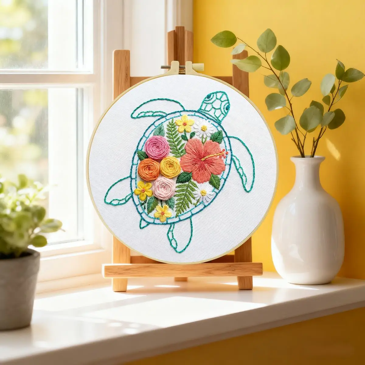 1pc 20X20CM/15X15CM 7.87/6.3inch sea turtle Embroidery Starter Kit DIY kit DIY embroidery kit manualidades Home Decor