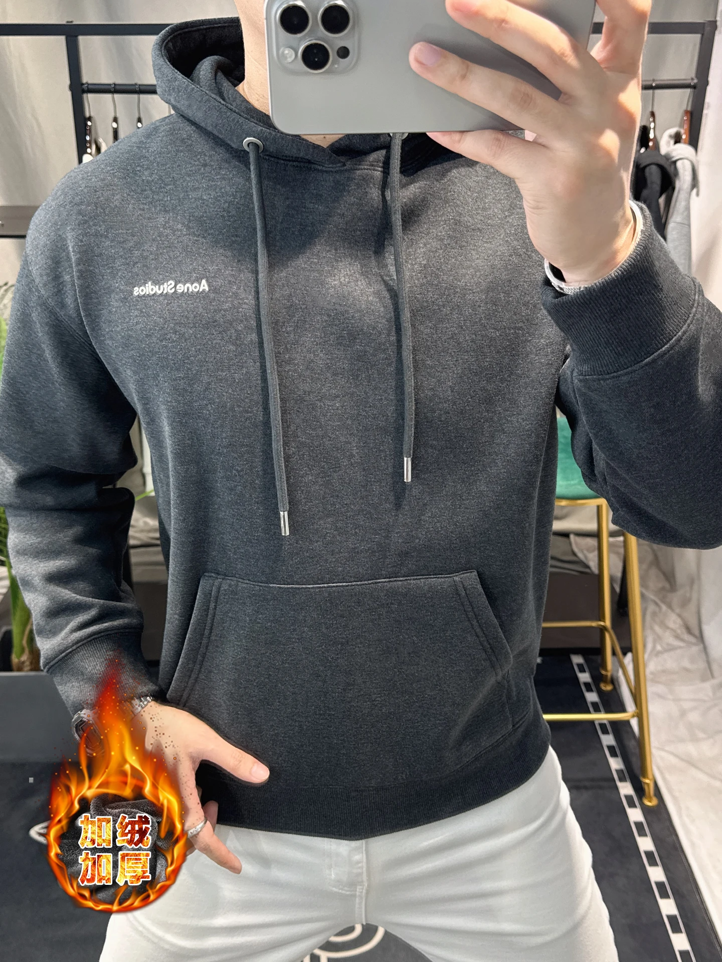 

Мужская толстовка ZhanChao с капюшоном, утепленная, с длинным рукавом, на флисовой подкладке, осенне-зимняя, повседневная, свободная верхняя одежда, уличный стиль