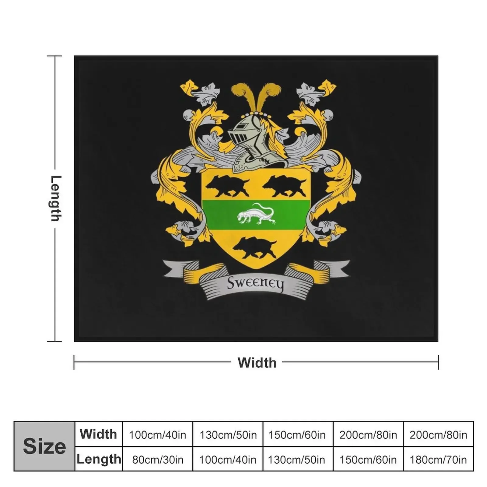 Sweeney Coat of Arms Sweeney Family Crest Throw Blanket Decorative Sofa halloween Blankets