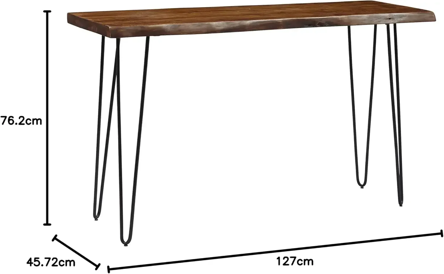 [سعر مخفض، حار بيع! طاولة أريكة ذات حافة حافة حية من الخشب الصلب الحديث مقاس 50 بوصة، كستنائي