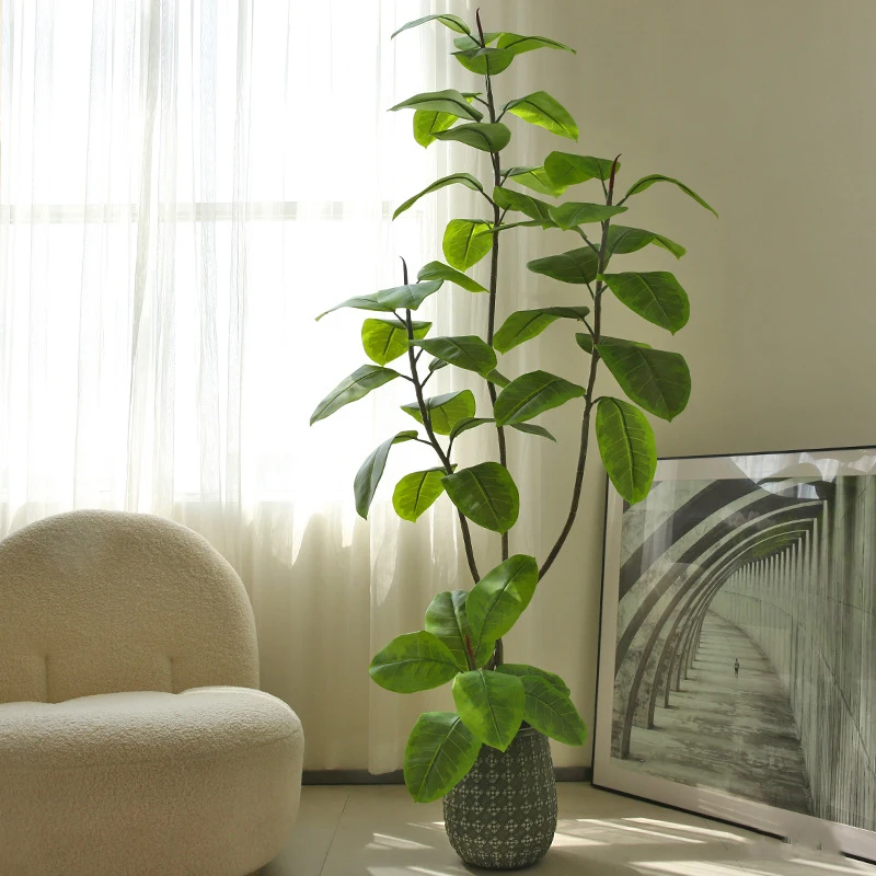

70in Large Tropical Ficus Tree Artificial Plants Plastic Rubber Tree Leaves Fake Banyan Tree For Home Garden Office Shop Decor