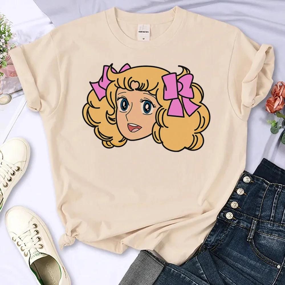 Cukierki cukierki t shirt damskie śmieszne manga top damskie ubrania manga