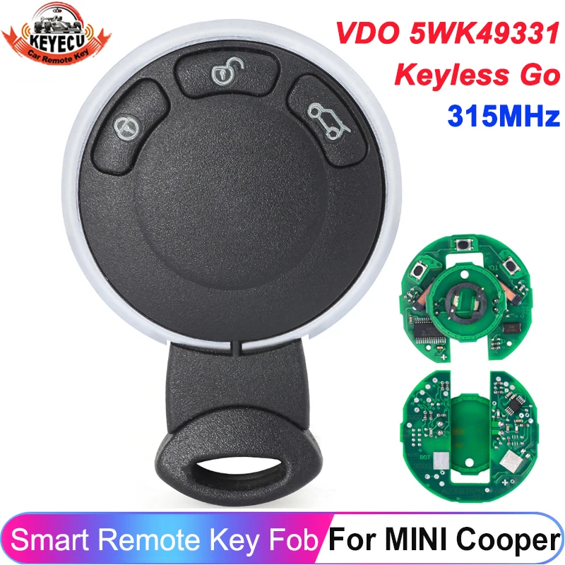 KEYECU Keyless Entry 5WK49331 For MINI Cooper Cabrio Clubman Countryman Coupe Paceman R56 R57 R60 R61 2006 - 2015 Smart Key Fob