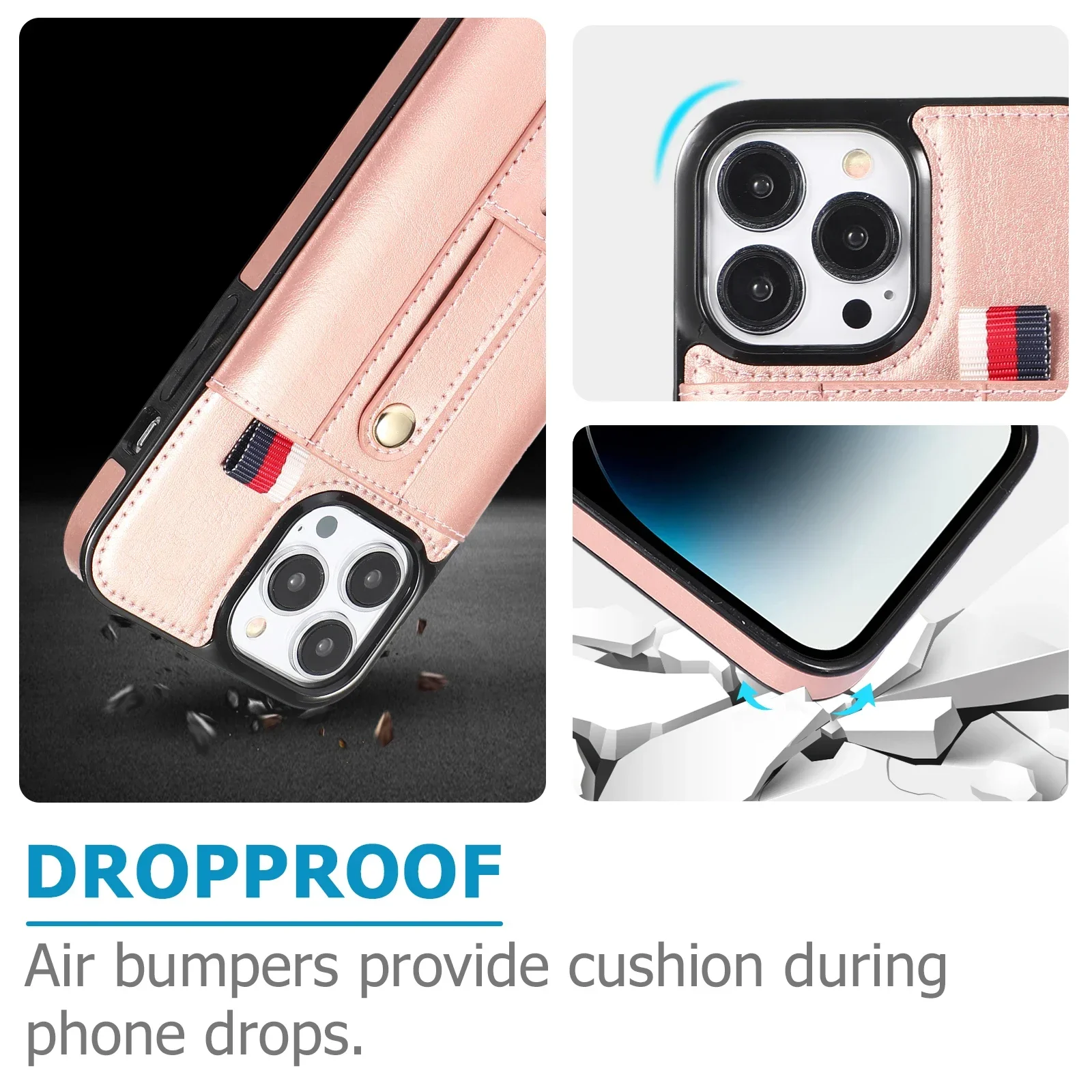 Vertical Cards Solt Wallet Ring Holder Leather Case For iPhone 15 Pro Max 14 Plus 13 12 Mini 11 XR X XS 7 8 SE 2022 Bag Pocket