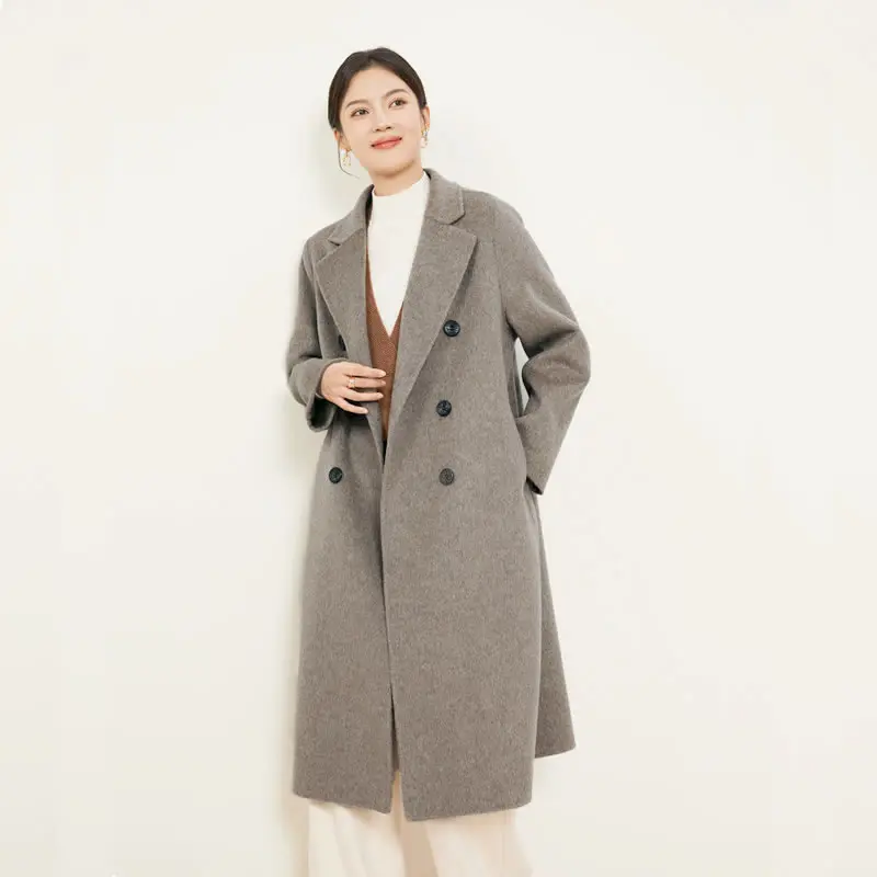 

2025 Women's 100% Cashmere Thick Double sided Long Jacket Classic Multi functional Fashion Suitable for Business