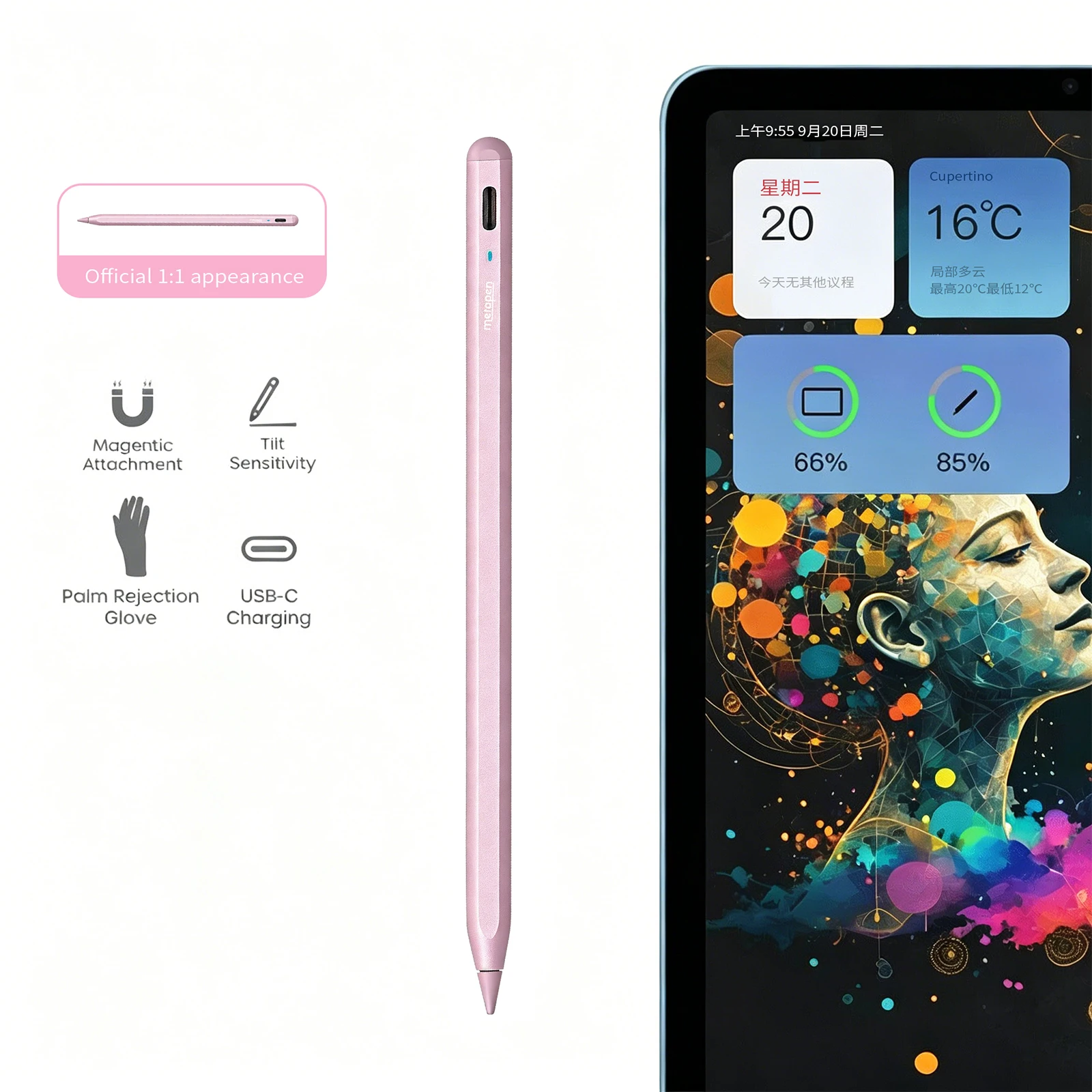 

Metapen Stylus Pen A8 for Apple Pencil with LED Power Palm Rejection Touch Pencil 2018-2026 For iPad Accessories For iPad 11 A16