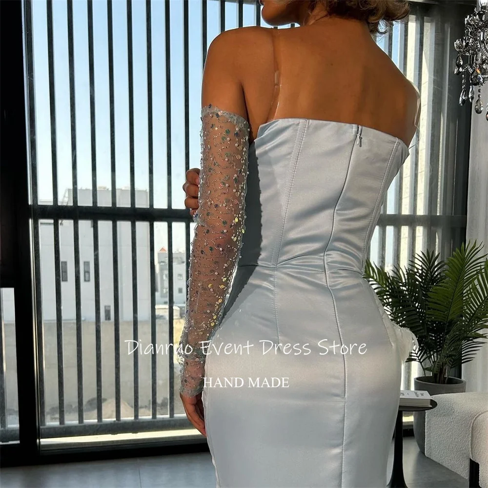 Dianruo Trägerloses Abendkleid Bodenlangen Romantische Vestidos De Fiesta Elegantes Satin Geraffte Roben Bal De Promo Angepasst