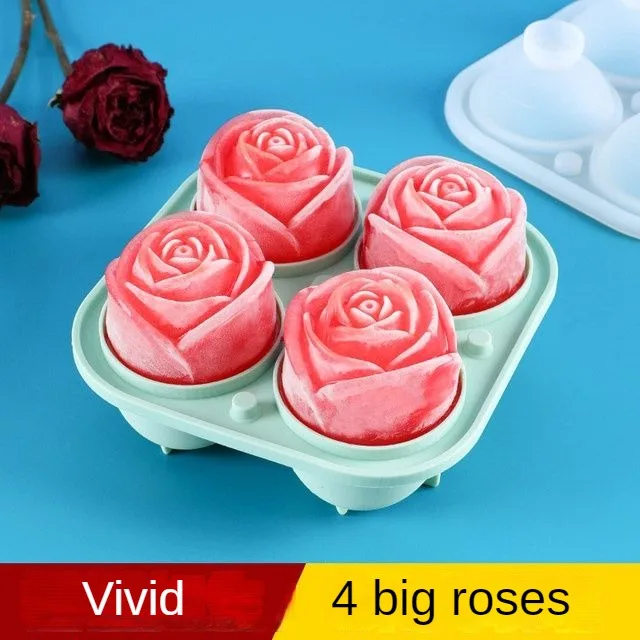 Big Rose Ice Block Mold Foreign Wine Silicone Ice Grid Blending Homemade Rose Ice Mold Shape Ice Box