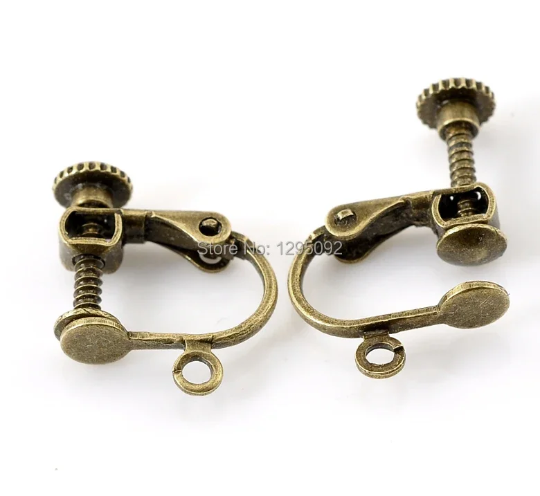 500Pcs Wholesale DIY Clips On Screw Earring with Loop Jewelry Findings Bronze Tone 17x14mm(5/8
