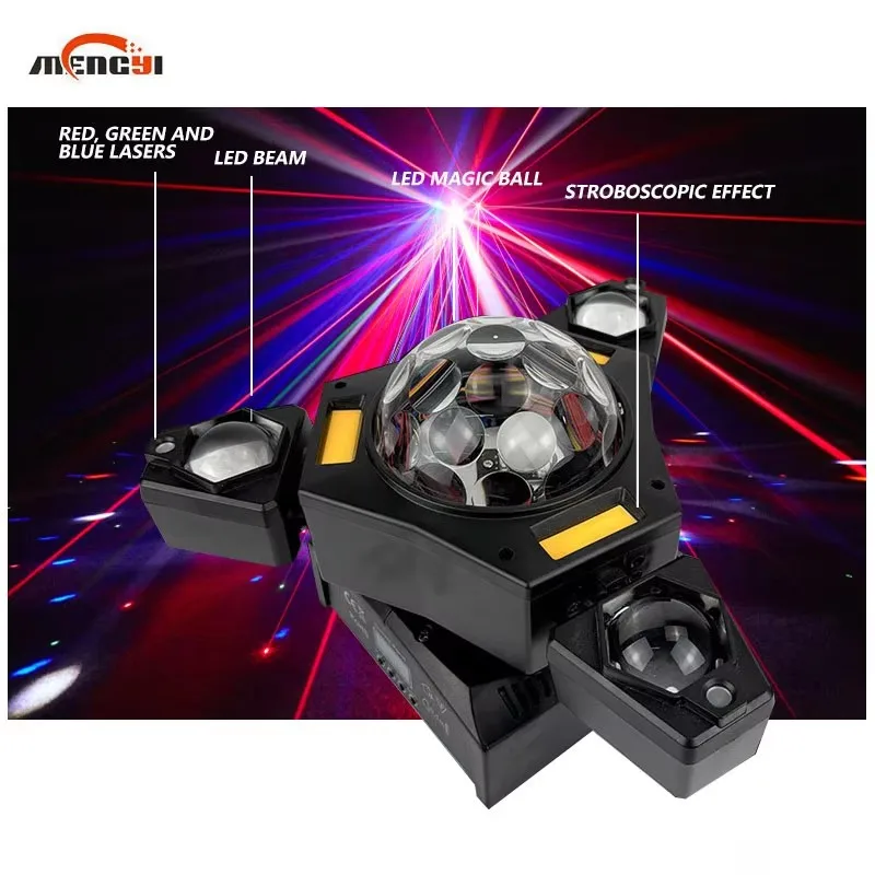جديد LED 3 الأسلحة ماجيك الكرة تتحرك شعاع ديسكو ضوء الليزر تتحرك رئيس الترفيه أضواء DJ ضوء عيد الميلاد للحدث #5