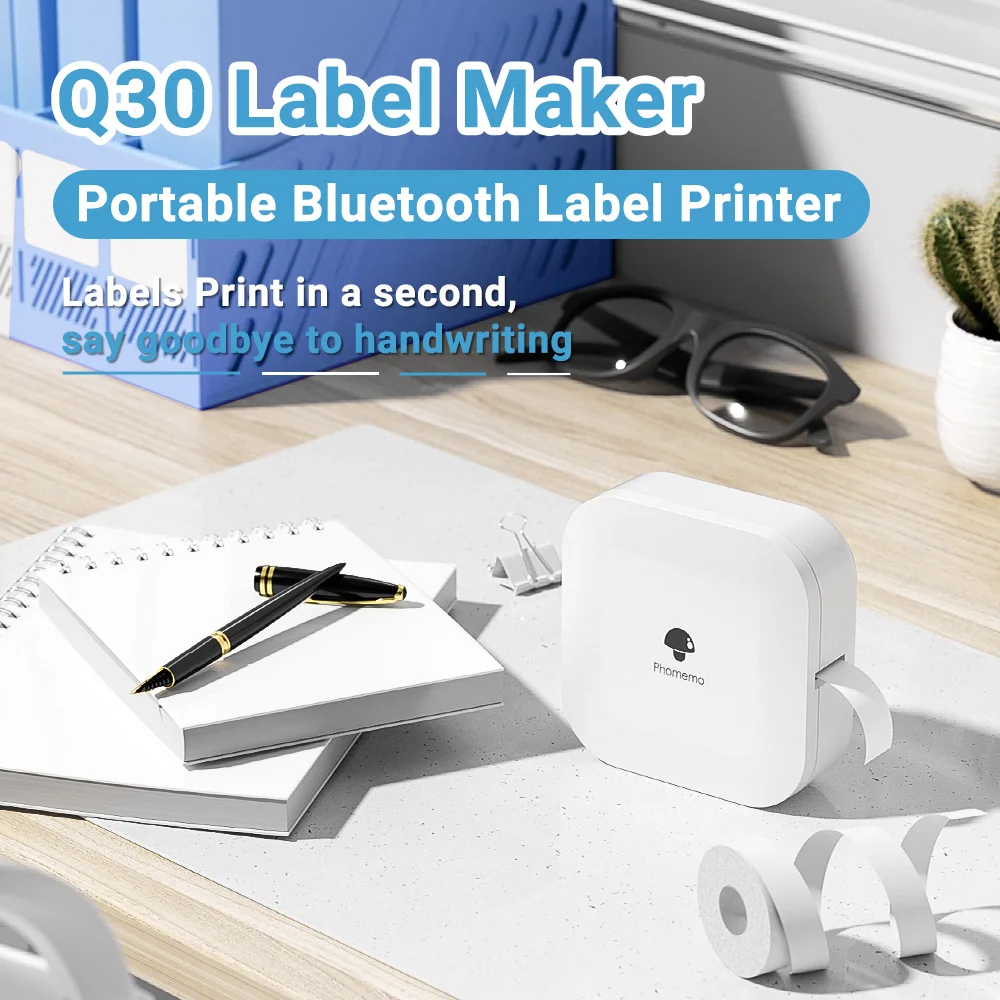 Phomemo Q30 Paper Sticker Wireless Label Printer Pocket Handheld Printer Thermal Price Label Sticker Marker Home Office Use