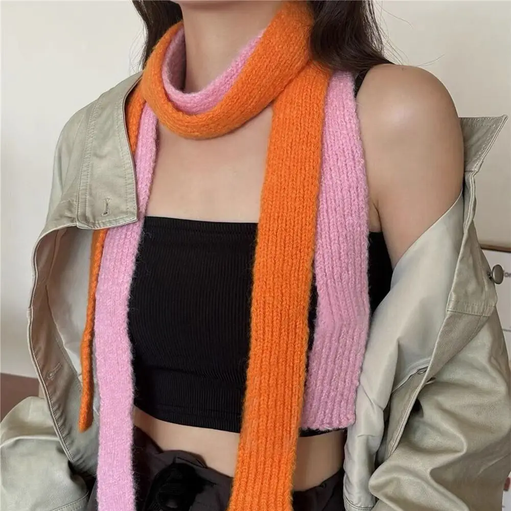 Trendy Harajuku Narrow Long Scarf Subculture Thin Y2K Knitted Scarf Streetwear Casual Choker Streamer Girl