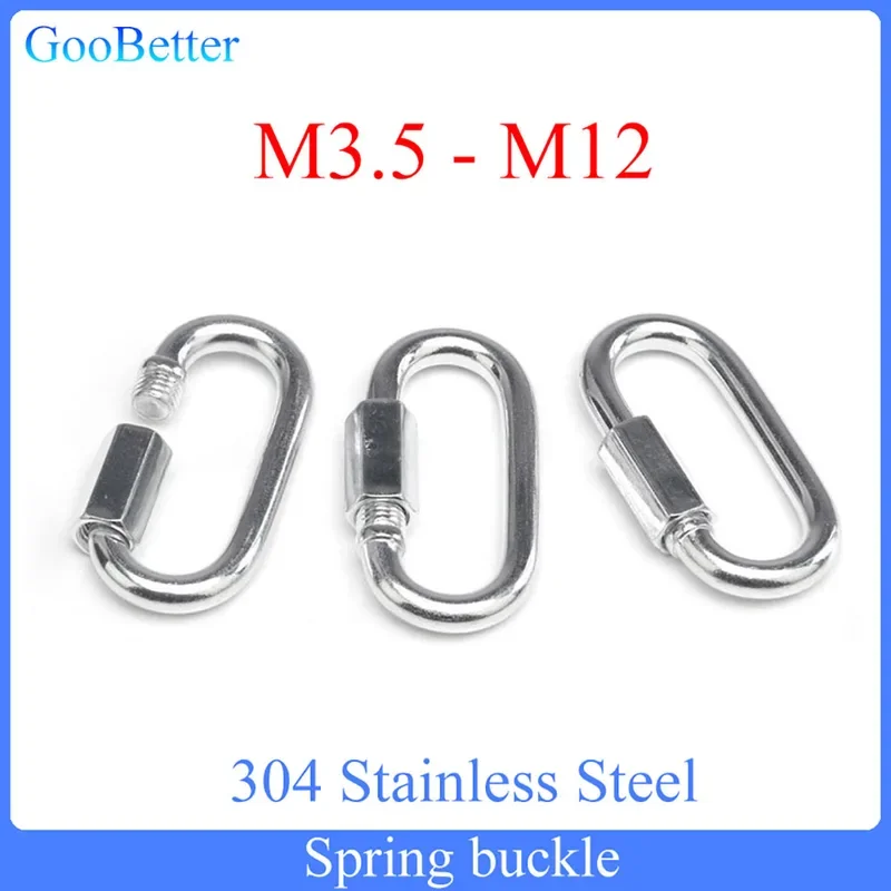 

M3.5 M4 M5 M6 M7 M8 M9-M12 304 Stainless Steel Spring Snap Carabiner Quick Link Lock Ring Hook snap shackle Chain Fastener Hook