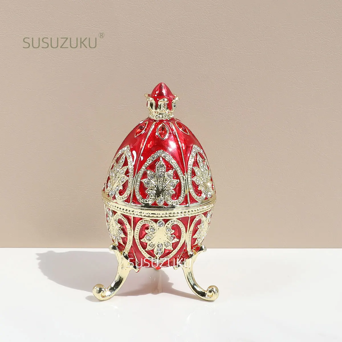 Hand Painted Enameled Faberge Egg Style Trinket Box