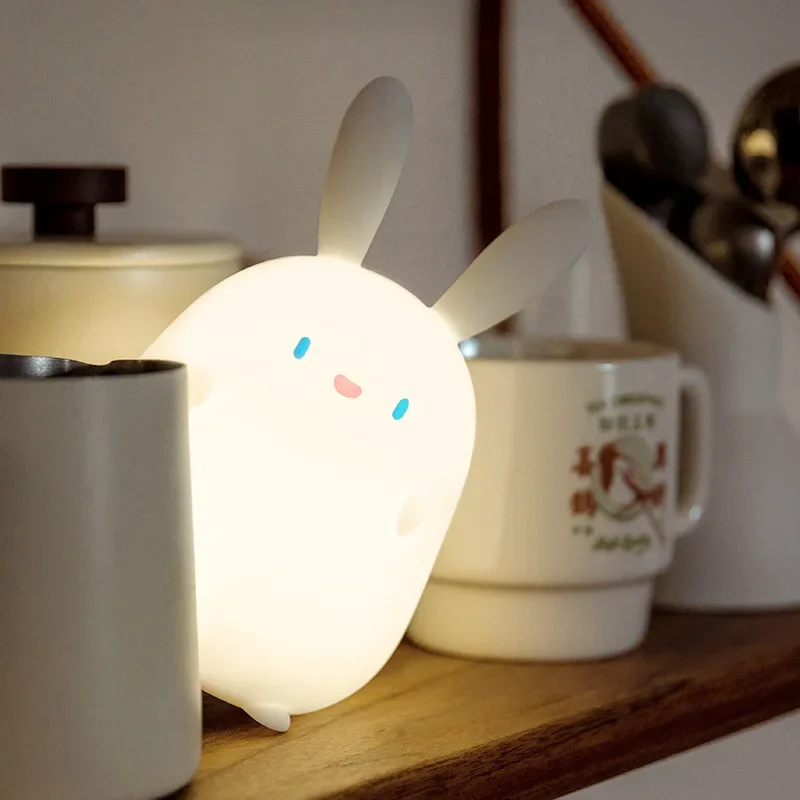 48Pcs/Lots Rabbit Silicone Light, Bedroom Bedside Ambient Light, Children's Eye Protection, Charging, Sleeping Night Lamp