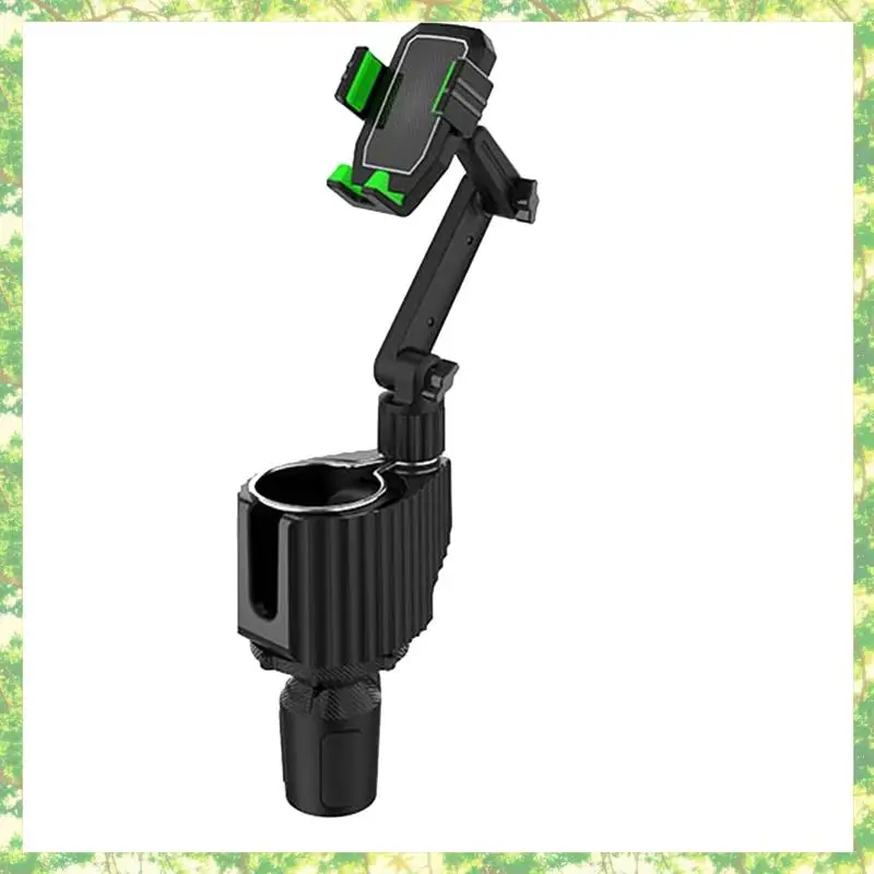 

T84C-1 PCS Car Cup And Phone Holder - 3-In-1 Car Cup & Phone Holder Black-Green Plastic Multi-Function Car Cup And Phone Holder