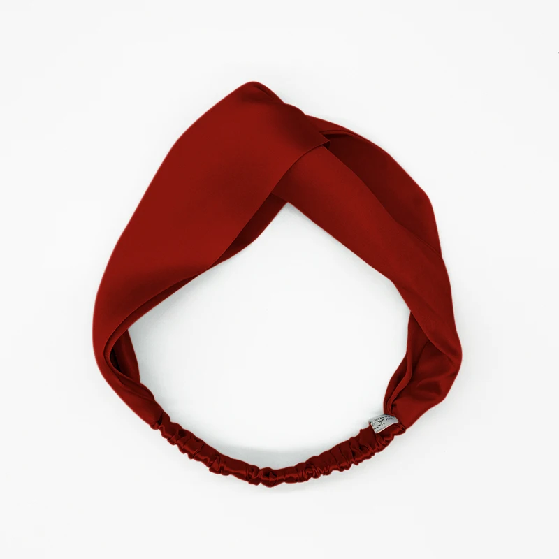 19 Momme 100% Silk Hair Headband Girl Cross Turban Elastic Silk Hair Scrunchies Women Luxury Bandage Bandanas