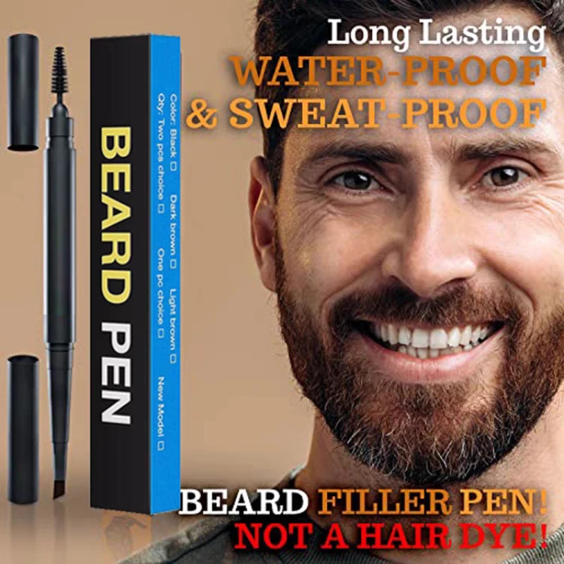 3-Color Waterproof Beard Filling Pencil & Brush Set