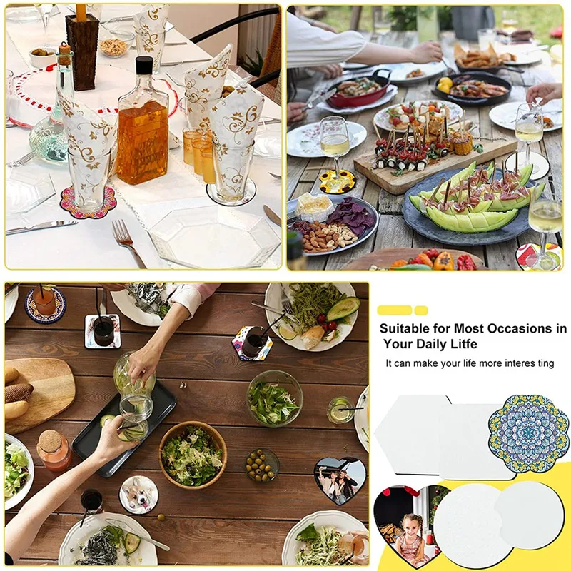 Posavasos de sublimación para manualidades, posavasos de transferencia de calor en blanco, taza con estera de impresión de prensa de calor, posavasos antideslizantes para manualidades, novedad de 42 piezas
