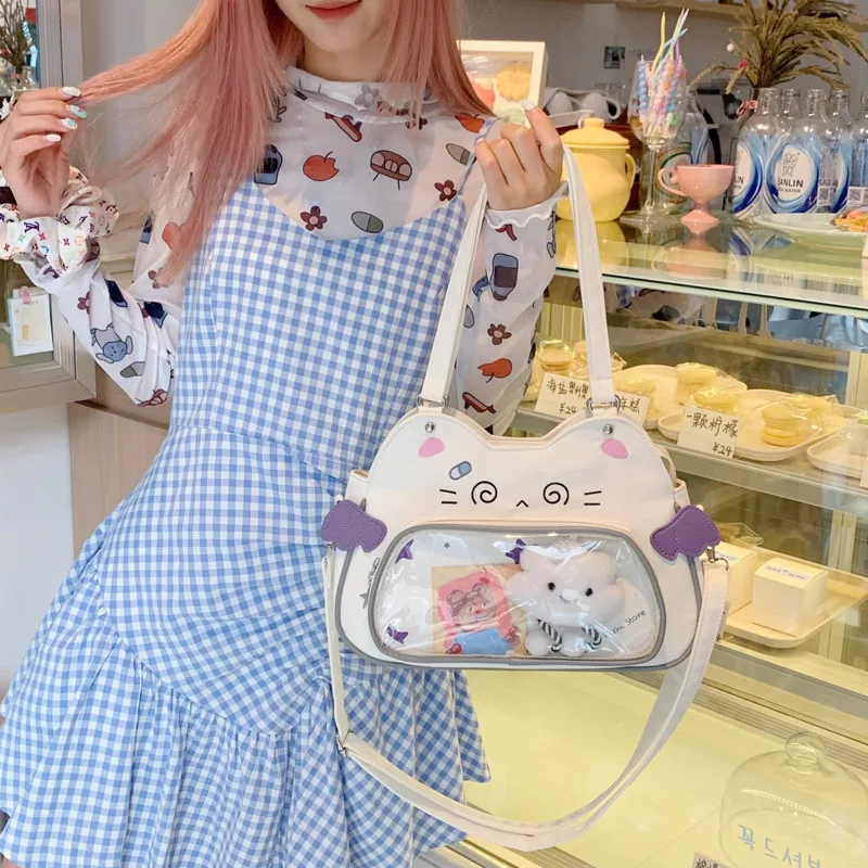 Devil Cat Itabag Y2K Japanese Cute Lightweight Transparent Millet Shopping Commute One Shoulder High Capacity Girl Cross Bag New
