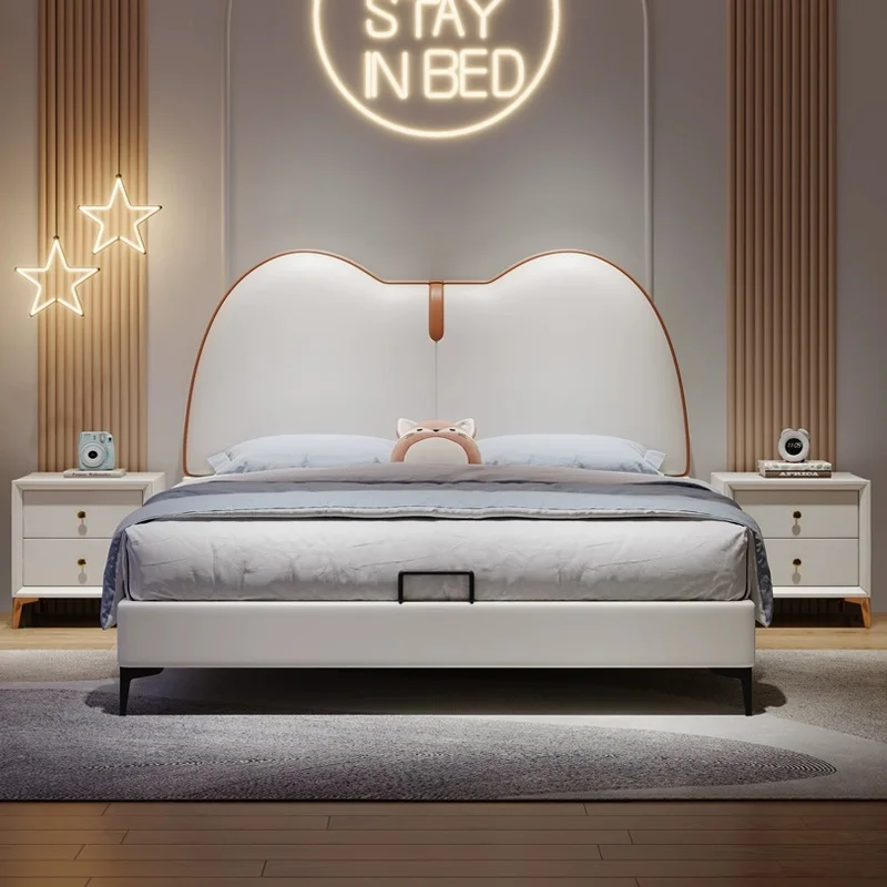 Solid Wood Children's Bed Boy Soft Pack 1.5m Single Bed Modern Simple Cartoon Leather Upholstery Model 888