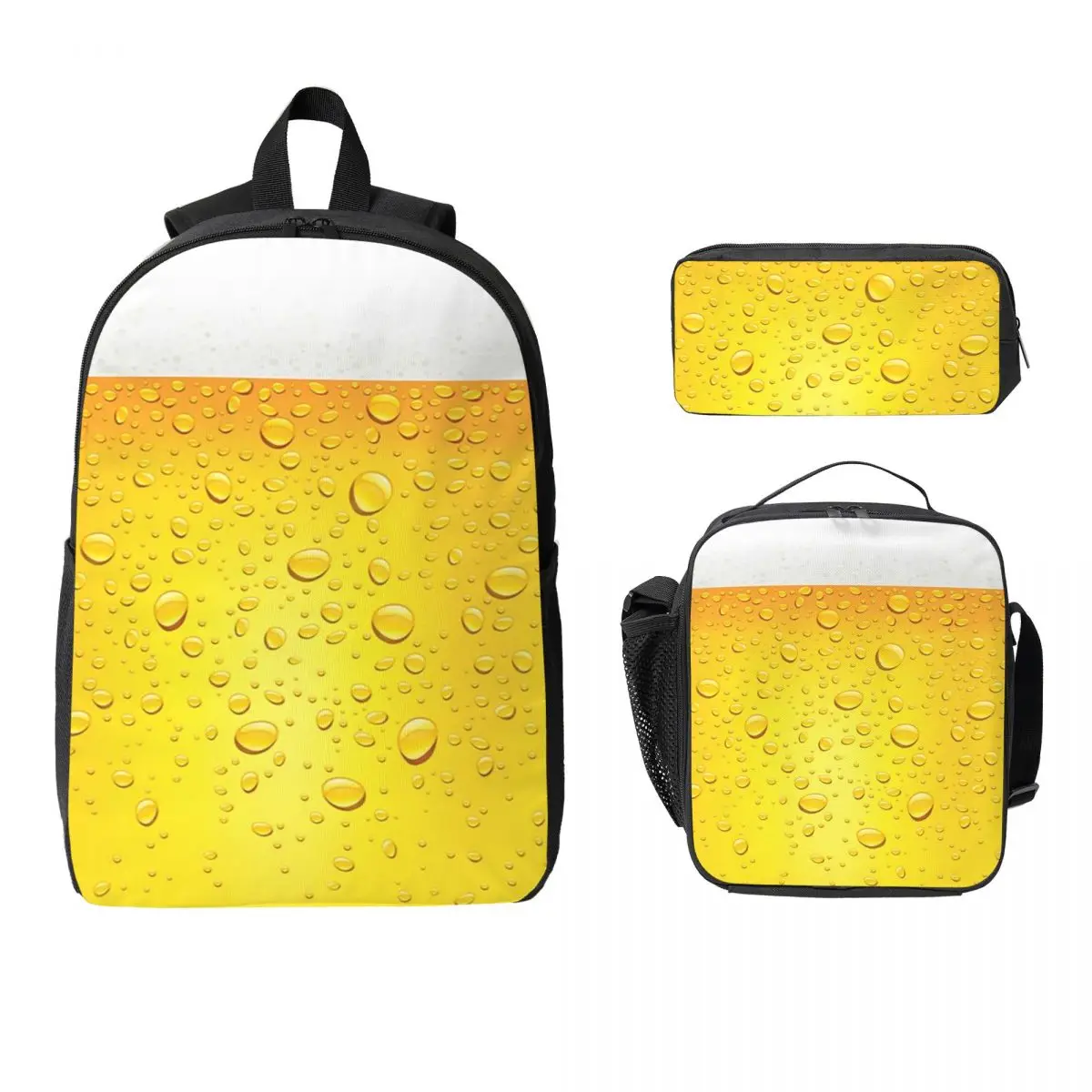 

Beer Foam (13) Backpack Student Boys Girls BookBag School Bag Laptop Shoulder Bags 3ps Insulated Lunch Bag Pencil Case