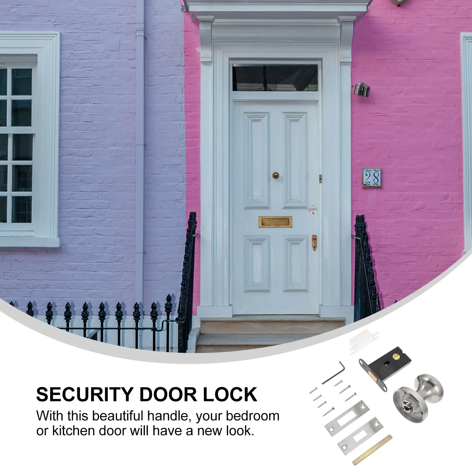 

1 Set Zinc Alloy Keyless Door Lock Quiet Revolving Handle Latch Bedroom Kitchen Hotel Entrance Gate