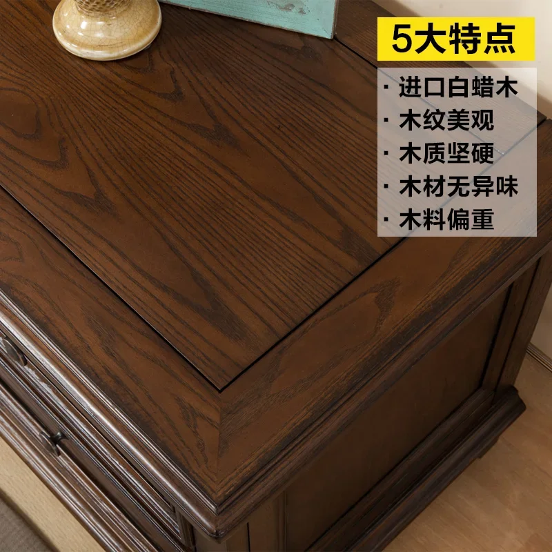 American rural all-solid wood TV cabinet ash wood simple small apartment living room coffee table TV cabinet combination