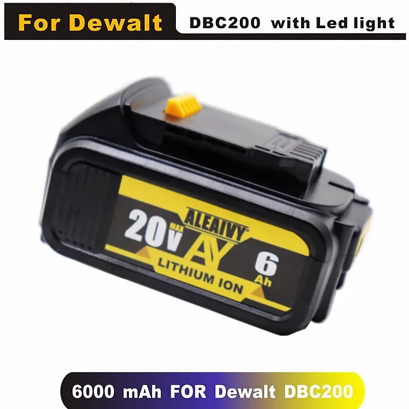 

DCB200 20V 6000mAh Lithium Replacement Battery for DeWalt DCB184 DCB182 DCB180 DCB181 DCB182 DCB201 DCB206 L50 With Charger