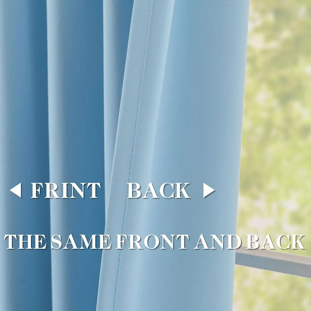120 plafond-tot-vloer verduisteringsgordijnen, lichtblauw met plooien, 40 breed x 120 lang, thermisch geïsoleerde panelen voor woonkamer