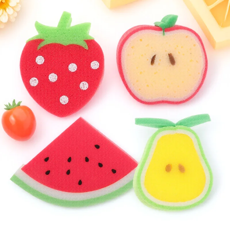 

4Pcs Kids Fruit Shower Ball Soft and Lightweight Bath Sponge for Daily Skin Care Travel Friendly Baby Essential