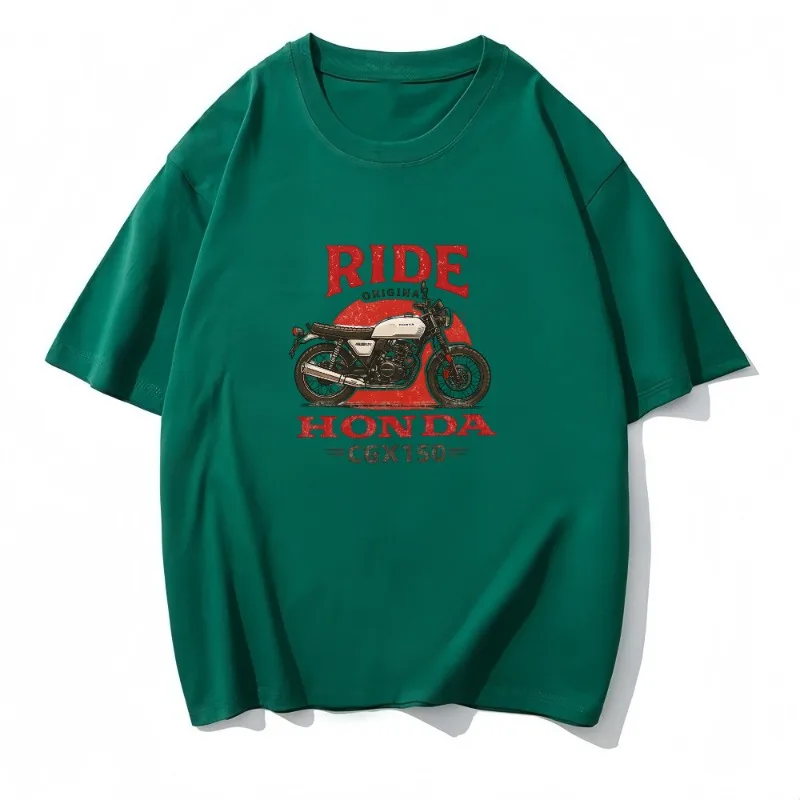 هوندا CGX 150 جديد الصيف سباق قاطرة دراجة نارية مطبوعة قاطرة تي شيرت رجالي F1 الصيف فضفاض س الرقبة قصيرة الأكمام #4