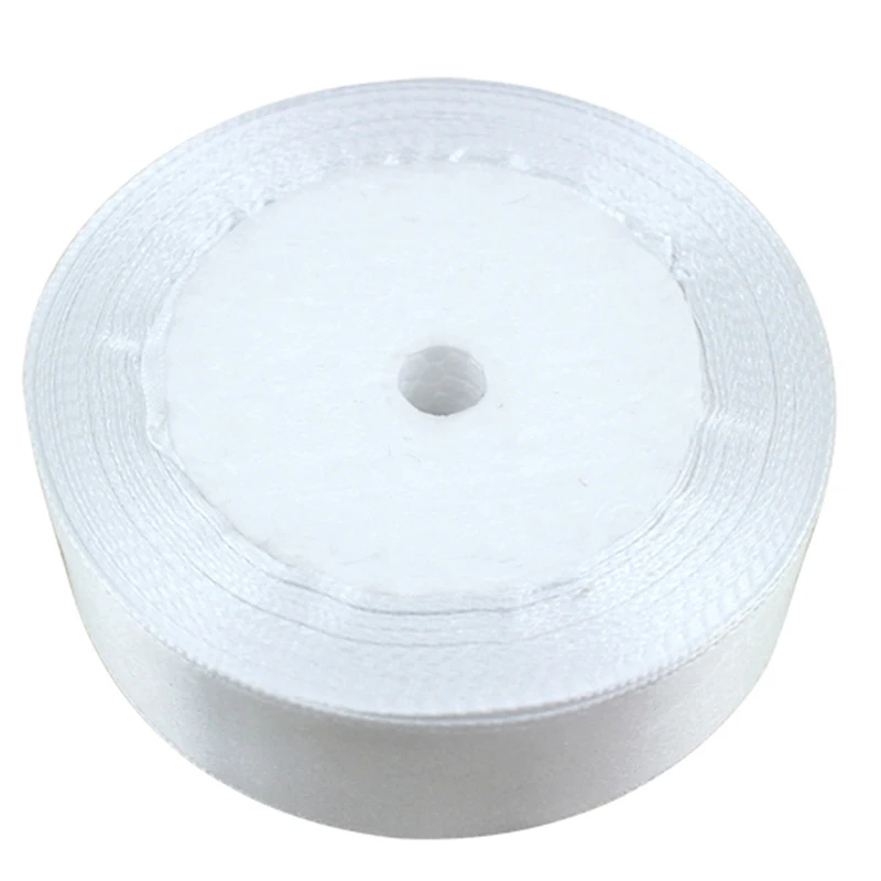 (25 yards/roll)25mm White Single Face Satin Ribbon Webbing Decoration Gift Christmas Ribbons