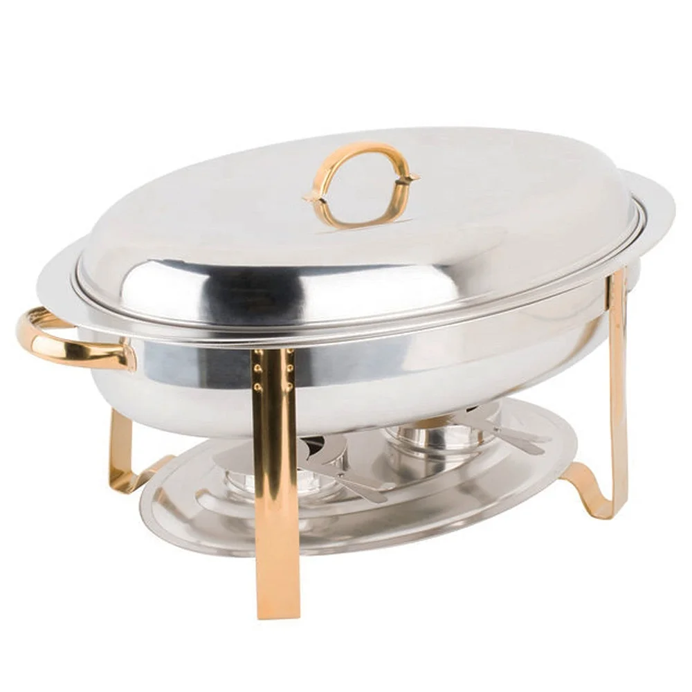 Elegant and Cheap Stainless Steel Buffet Suit Food Warmer Hot Pot Oval Gold Hot Pot Dining Party