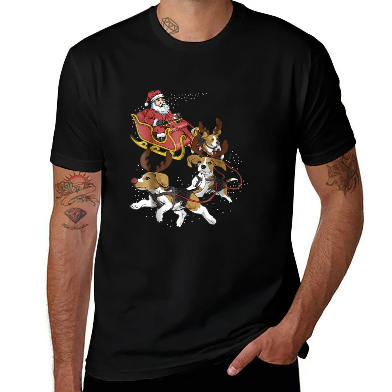 Funny Beagle Christmas Tee For Cute Dog Lovers T-Shirt No Iron Casual Short Sleeve Top T-Shirt