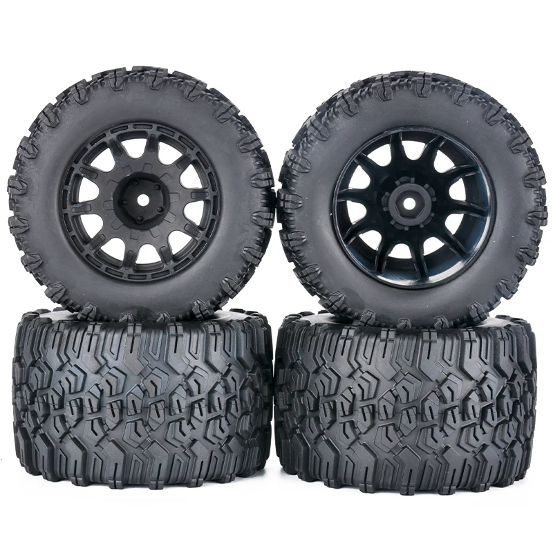 4PCS Rubber Tires Wheels 125X74mm Adapter 12mm for 1/10 RC Model Car Monster Truck HSP 94701