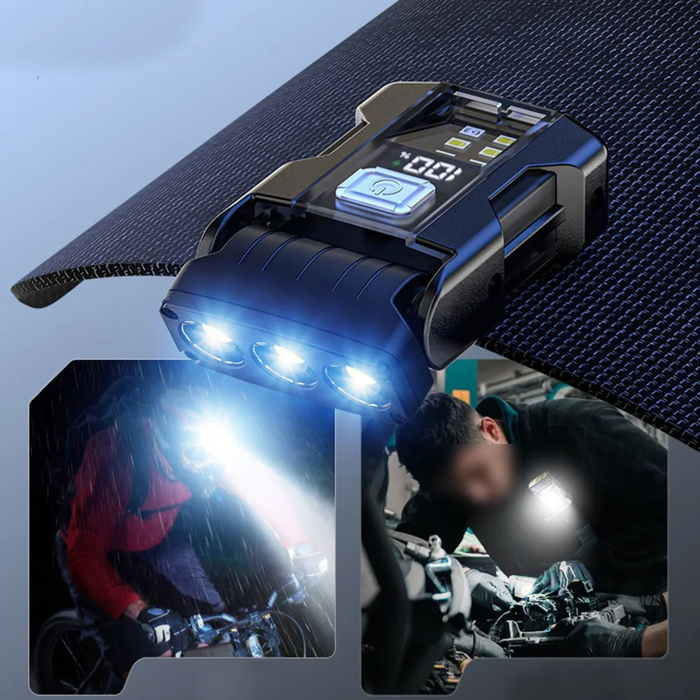 1PCS 3Modes Waterproof Flashlight Magnetic EDC Type-C Charging 500 Lumens LED&COB Portable Clip On Flashlights 180° Swivel Head