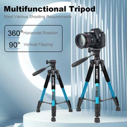 Zomei 140cm/55in Height Heavy Duty Camera Tripod Stand Trípode Portable Professional Aluminum with Pan Head for DSLR Phone Light