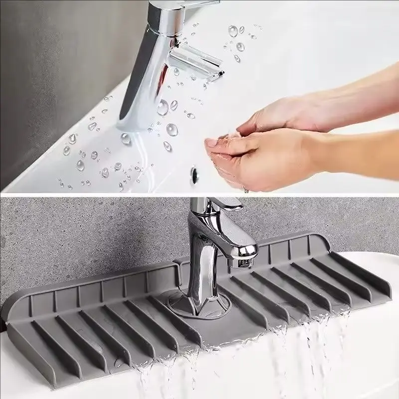 Silicone Faucet Mat Dish Soap Sponge Holder Sink Kitchen Countertop Drying Mat Bathroom Kitchen Sink Splash Guard Drain Pad