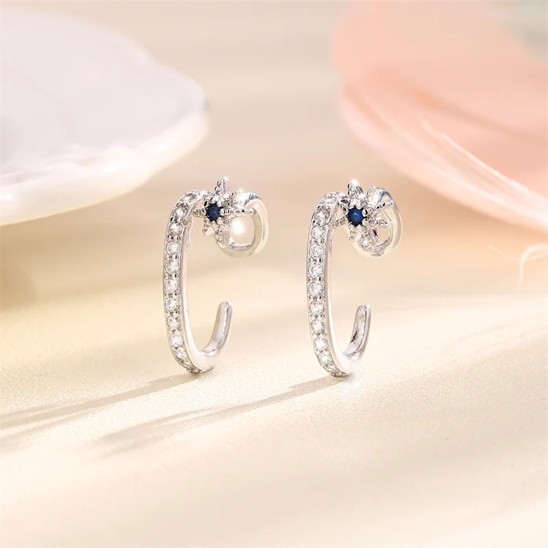 1Pcs 925 Silver Plated Zircon Star Ear Clip Earrings For Women Ear Cuffs Jewelry Without Hole Fake Piercing Earrings eh171