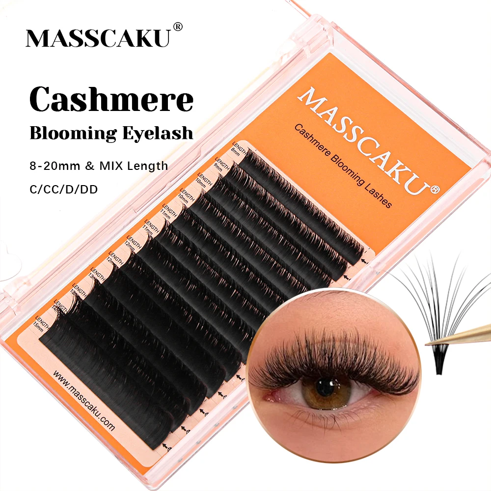 

MASSCAKU Cashmere One Second Rapid Blooming Eyelash Extension 0.07mm Thickness Rapid Blooming Auto-Fans Lashes Pestañas Postizas